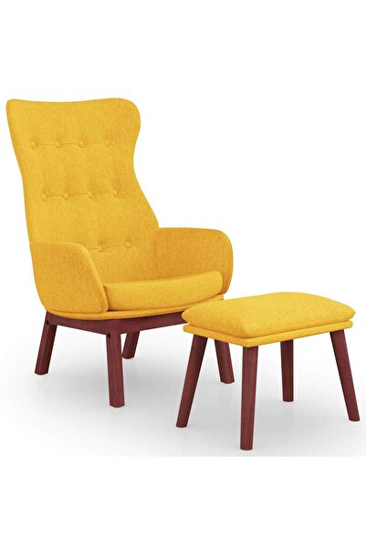 vidaxl Scaun de relaxare cu taburet, galben muștar, textil