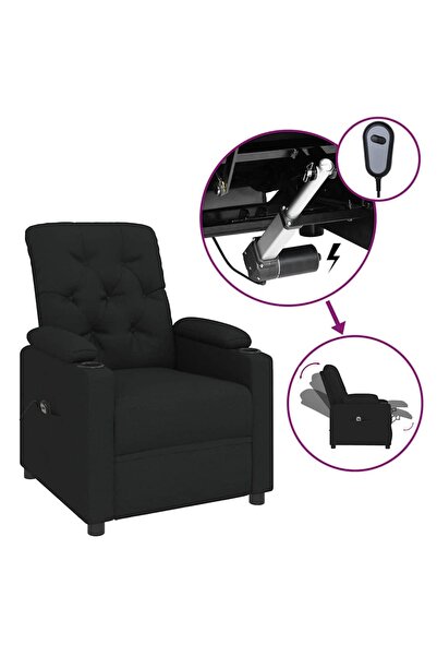 vidaxl Fotoliu rabatabil electric, negru, material textil