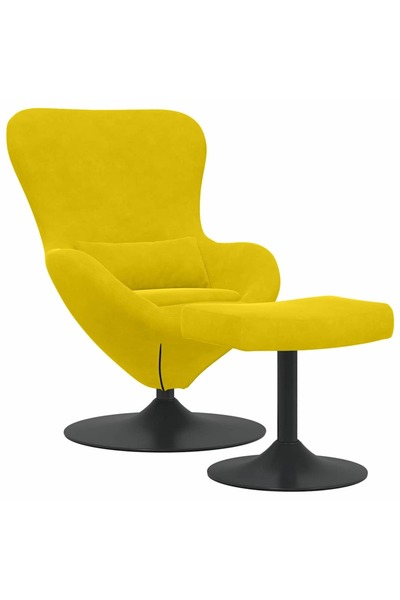 vidaxl Scaun Egg cu Taburet Galben Catifea