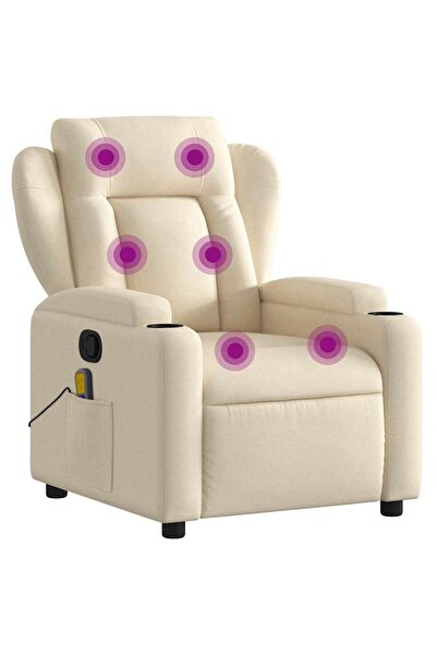 vidaxl Fotoliu de masaj reclinabil, material textil crem
