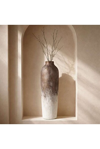 PAN HOME Andrews Stoneware Tall Flow Organic Vase 12x12x35cm - Antique Bronze