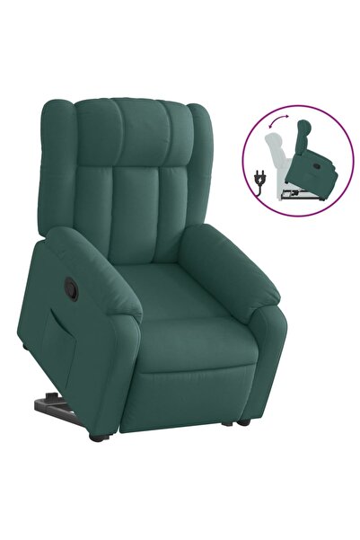 vidaxl Fotoliu rabatabil ridicare pe verticală, verde închis, textil