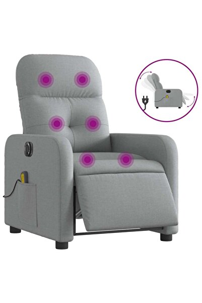vidaxl Fotoliu electric de masaj rabatabil, gri deschis, microfibră