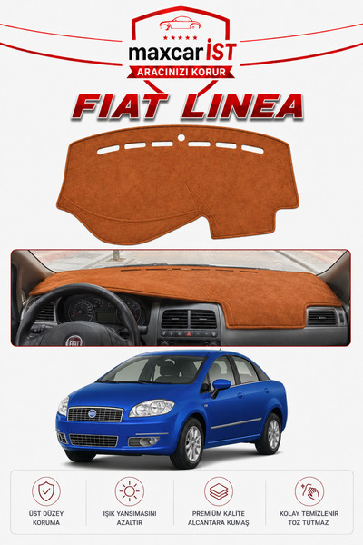 CYBERLİNE Fiat Linea Elegance Serisi Uyumlu Torpido Koruma Örtüsü/Kılıfı Taba