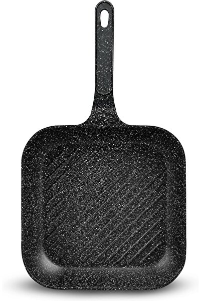 SONEX COOKWARES Sonex Diecast Marble Coated Non-Stick Grill Pan with Raised Ridges, Cool-Touch Soft Handle, PFOA-Free, Dishwasher Safe, Easy Clean, Premium Korean Technology, Black, 28cm