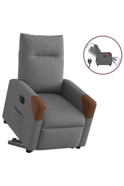 vidaxl Fotoliu electric rabatabil cu ridicare, gri închis, textil