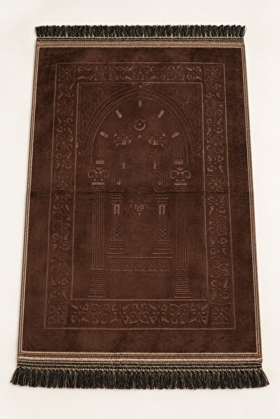 Tusebu Soft Velvet Textured Prayer Mat - Patterned Tufted Prayer Mat