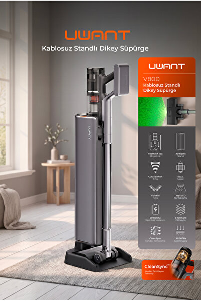 UWANT V800 40.000Pa Kasırga Emiş Gücü Kendisini Temizleyebilen Şarjlı, Standl...