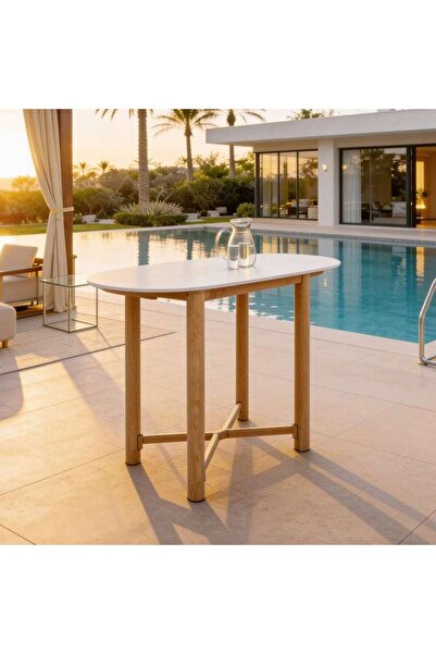 PAN HOME Raaha Outdoor High Bar Table - Cream