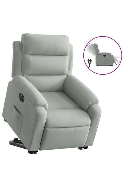 vidaxl Fotoliu electric rabatabil cu ridicare, gri deschis, catifea