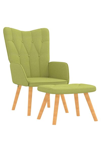 vidaxl Scaun de relaxare cu taburet, verde, textil