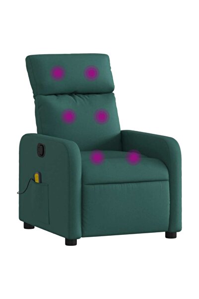 vidaxl Fotoliu de masaj rabatabil, verde închis, material textil