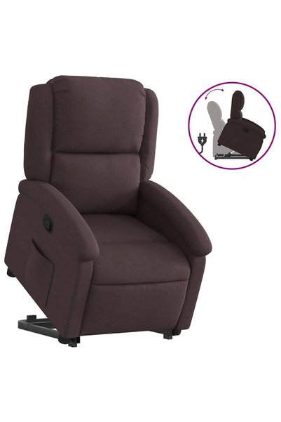 vidaxl Fotoliu rabatabil cu ridicare pe verticală, maro închis, textil