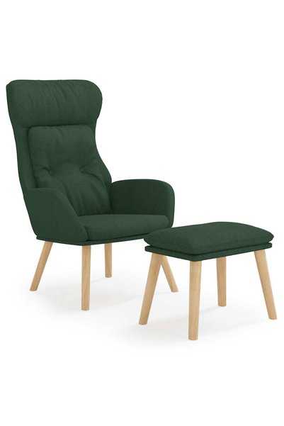 vidaxl Scaun de relaxare cu taburet, verde închis, textil
