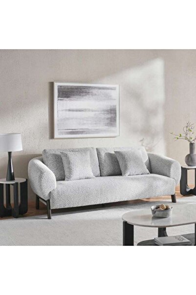 PAN HOME Wiggleseat 3 Seater Sofa- Grey&white