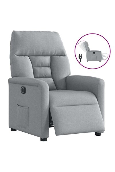 vidaxl Fotoliu rabatabil electric, gri deschis, textil