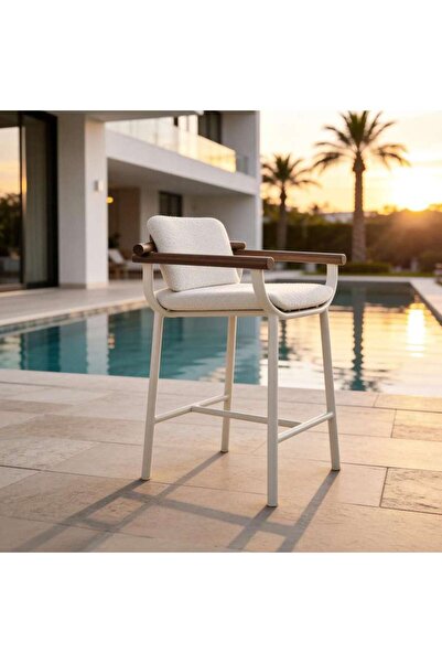 PAN HOME Raaha Outdoor Bar Chair - Cream