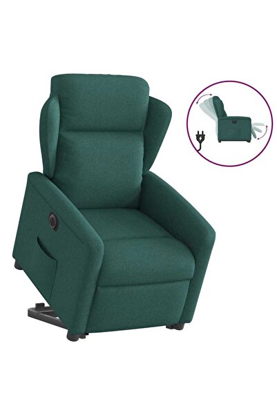 vidaxl Fotoliu electric rabatabil cu ridicare, verde închis, textil