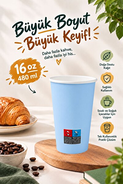 Karton Bardak 16 Oz 50 Adet