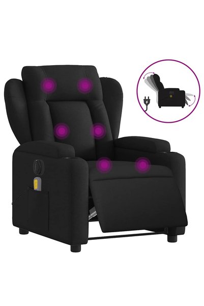 vidaxl Fotoliu electric de masaj rabatabil, negru, textil