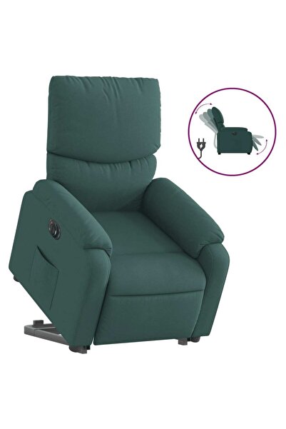 vidaxl Fotoliu electric rabatabil cu ridicare, verde închis, textil