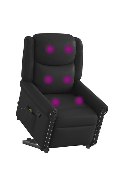 vidaxl Scaun de masaj în picioare piele artificială neagră lucioasă