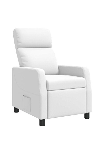 vidaxl Fotoliu reclinabil Alb Piele artificială