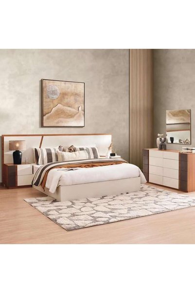 PAN HOME طقم غرفة نوم نوفانيست 5 قطع 180×200 سم - أبيض