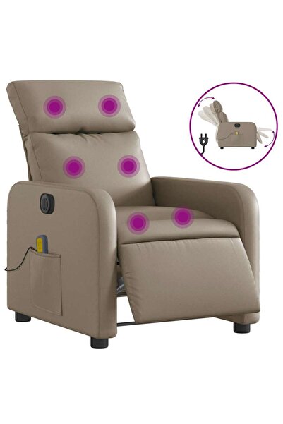 vidaxl Fotoliu electric masaj rabatabil, cappuccino, piele ecologică