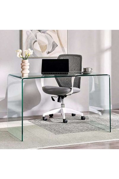 PAN HOME مكتب كلارا - زجاج مقوى 12 ملم - شفاف