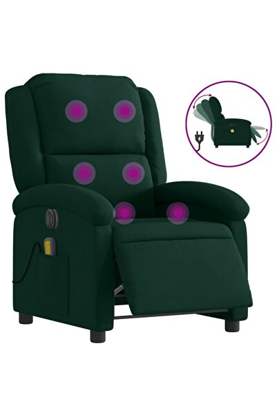 vidaxl Fotoliu electric de masaj rabatabil, verde închis, catifea
