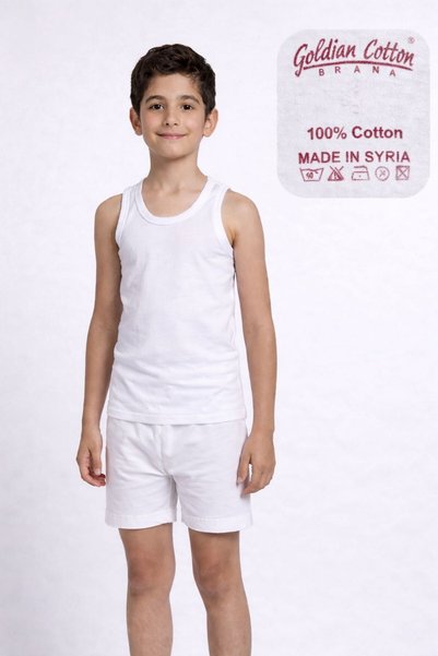 Golden cotton طقم ولادي سوري 6 أطقم قطن 100%(فنيلة علاقي + شورت) من قولدن قطن...