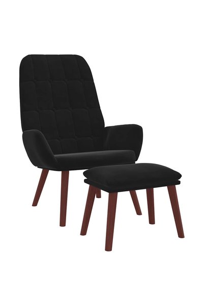 vidaxl Scaun de relaxare cu taburet, negru, catifea