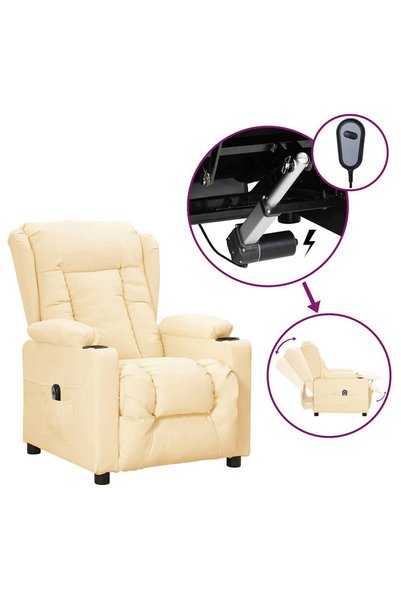 vidaxl Fotoliu rabatabil electric, crem, piele ecologică