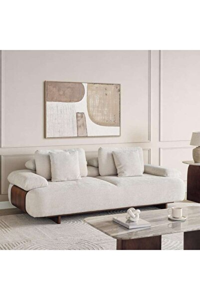PAN HOME Tokelau 3 Seater Sofa - Cream