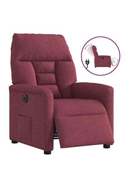 vidaxl Fotoliu rabatabil electric, roșu vin, material textil