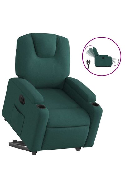 vidaxl Fotoliu electric rabatabil cu ridicare, verde închis, textil