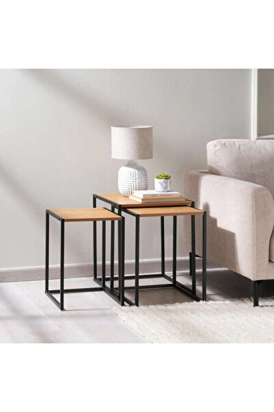 PAN HOME Pavia Nest Of Table Set Of 3 Melamine - Natural Black