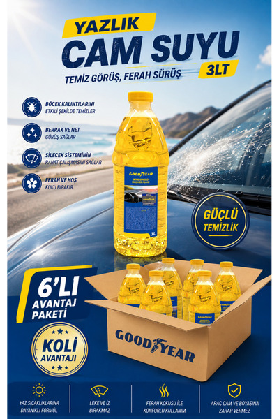 Goodyear 6'lı Yazlık Cam Suyu 3 Lt (18 Litre)