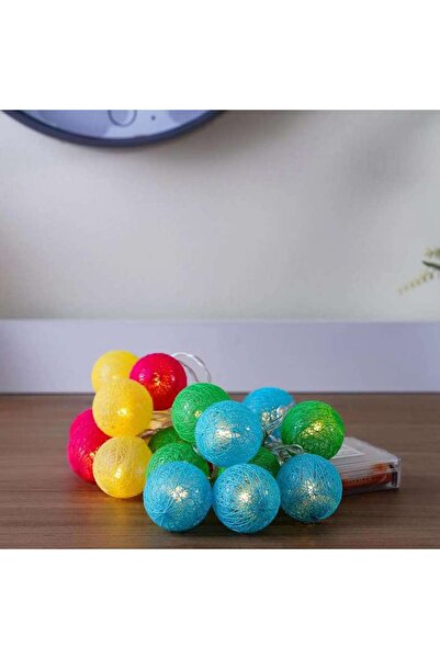 PAN HOME Cotton Ball 20 LED String Lights - Yellow