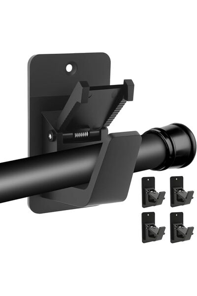 SYOSI Adhesive Curtain Rod Holders, No Drill Curtain Rod Brackets, Self Adhes...