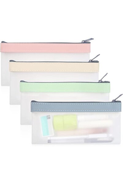 EXCEFORE Clear Pencil Case, 4 Pack Aesthetic Pen Pouch, Colored Large Pencil ...