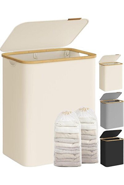 GENERAL Laundry Basket with Lid, Divided into 2 Compartments, 150-Liter Capac...