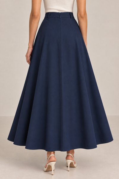 TOP CLOTHE تنورة طويلة للمعلمات والدوام بجيوب جانبية – كحلي وأخضر