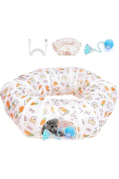 SYOSI Interactive Cat Toy Ball Fast Rolling in Cat Tunnel, Motion-Activated i...