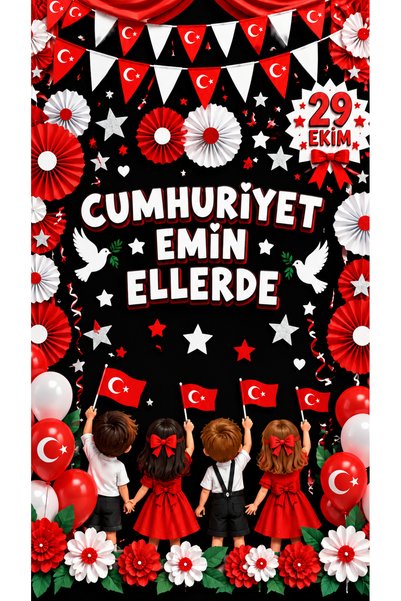 PROMISEBACKDROP2 200x200 cm Ek Dikişli, 29 Ekim, Cumhuriyet Emin Ellerde, Oku...