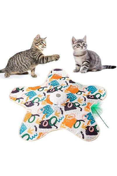 HASTHIP ® Cat Toy with Hideaway Plush Cave, Automatic Rotating Feather & Butt...