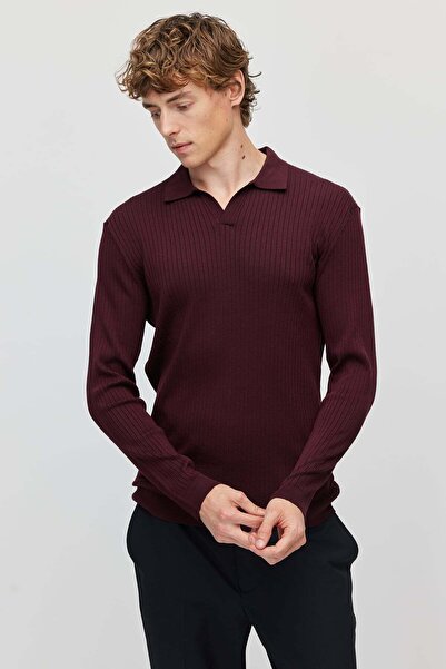 PAULMARK Men's Ribbed Polo Collar Knit Sweater