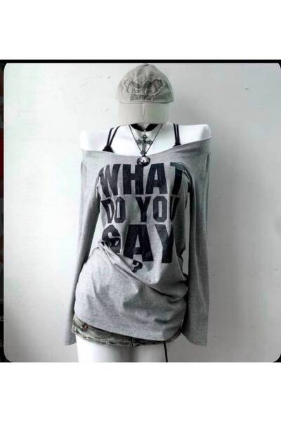 Moonstarcollection What Do You Say? Ek Askılı Street Y2k Tam Boy Bluz