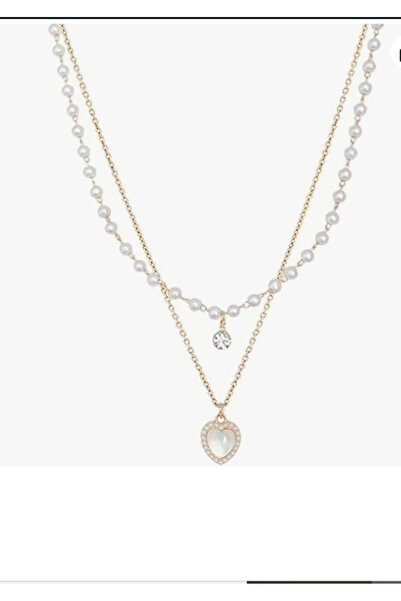 zerzembe Elegant Pearl Heart Pendant, Layered Necklace Pendant, Crystal Zirco...